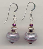 Pandora Style, Amethyst, Silver Foil, & Sterling Silver Earrings